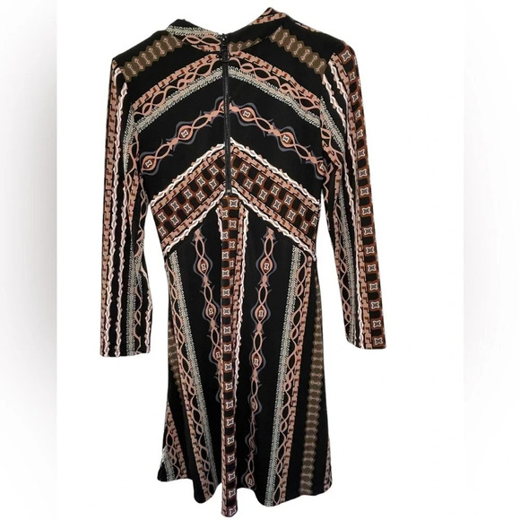 Free People Stella Mini Dress Size XS Long Sleeves Stripes Boho Zip Back Retro - Picture 2 of 8